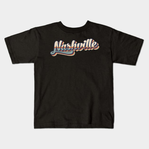 Nashville // Retro Vintage Style Kids T-Shirt by Stacy Peters Art